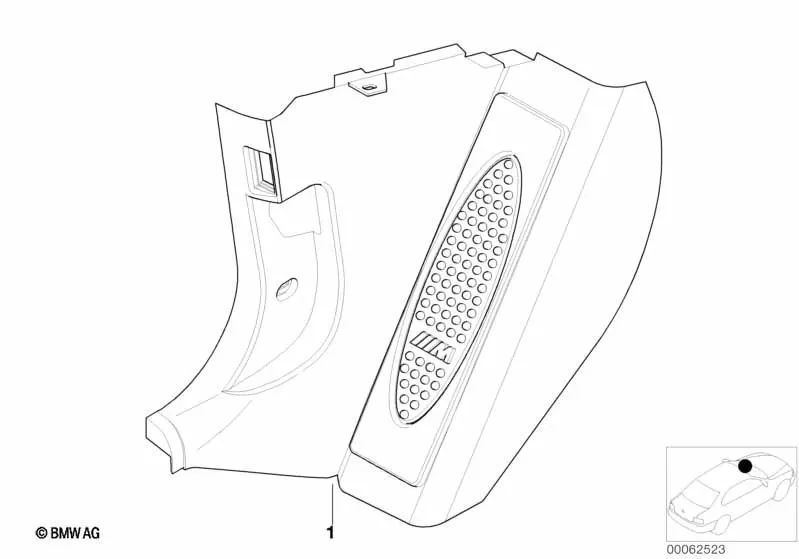 Panel lateral del soporte del pie M, delantero, izquierdo para BMW E39 (OEM 51437902396). Original BMW