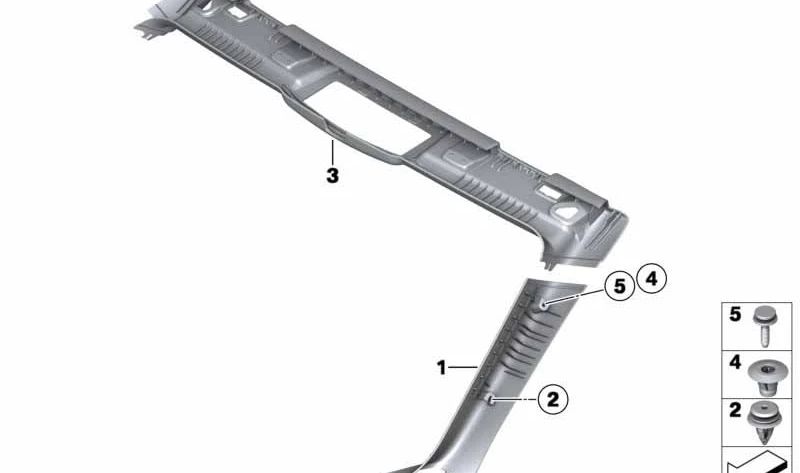 Cubierta A-Columna izquierda para BMW Serie 6 F12, F12N (OEM 51437226443). Original BMW