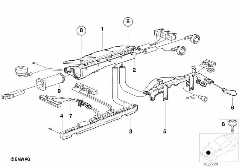 Sujeción de cables para BMW Serie 3 E36, Serie 5 E34 (OEM 12521735332). Original BMW.