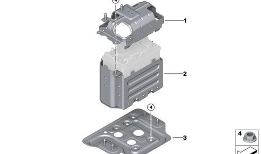 Soporte de batería OEM 61218701100 para BMW G31, G32. Original BMW.