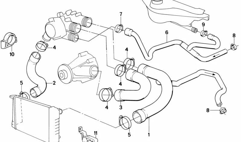 Soporte para manguera OEM 11531717091 para BMW E28, E34, E24, E23, E32. Original BMW.