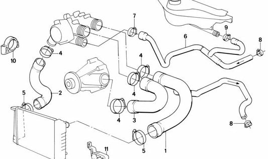 Manguera de agua para BMW Serie 7 E32 (OEM 11531711559). Original BMW.