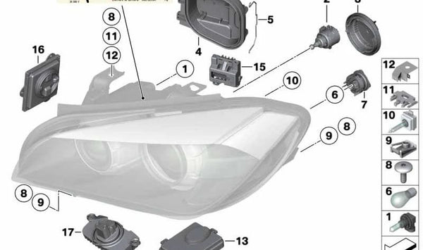 Juego de Módulos LED derecho para BMW X1 E84 (OEM 63117374598). Original BMW