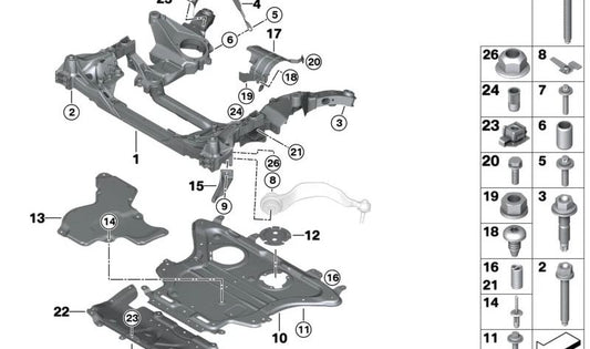 Aislamiento acústico delantero para BMW G14, G15, G16 (OEM 31116864591). Original BMW