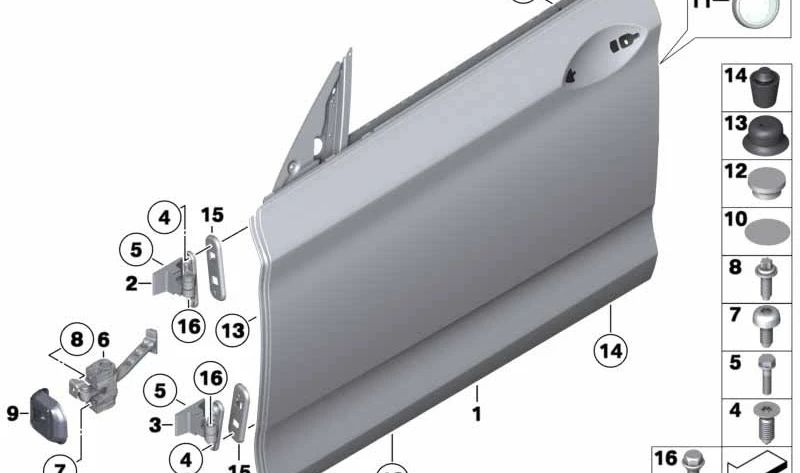 Bisagra inferior izquierda puerta delantera OEM 41007228157 para BMW F07 (Serie 5 GT). Original BMW.