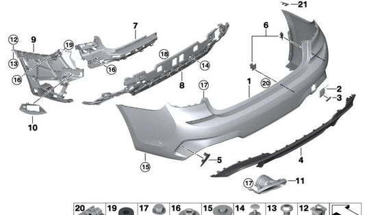 Cubierta del gancho de remolque imprimada para BMW Serie 3 G20, G21, G28 (OEM 51128099902). Original BMW