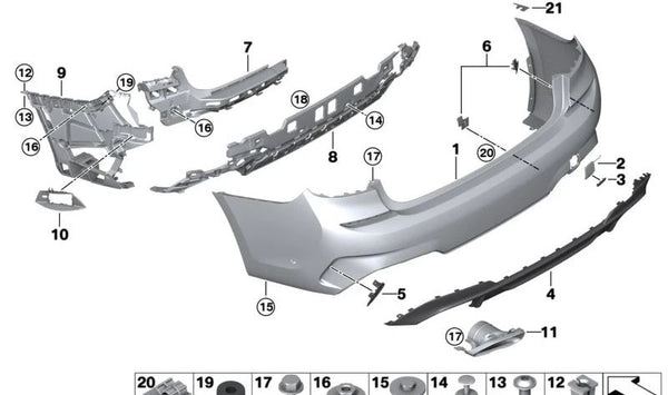 Embudo absorbente derecho para BMW Serie 3 G20, G28 (OEM 66318094418). Original BMW