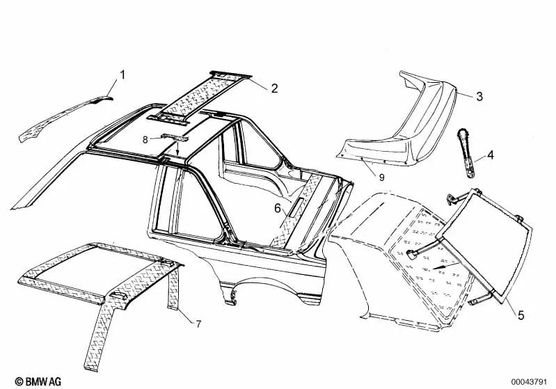 Revestimiento de arco de seguridad para BMW Serie 3 E21 (OEM 54210006301). Original BMW.