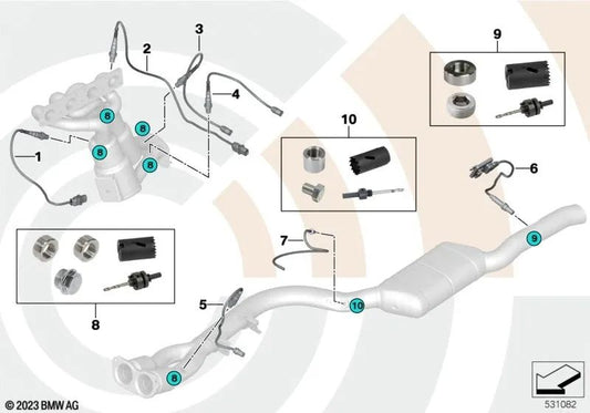 Sensor de Temperatura de Gases de Escape para BMW E81, E82, E87N, E88, E90, E90N, E91, E91N, E92, E92N, E93, E93N (OEM 11787557710). Original BMW