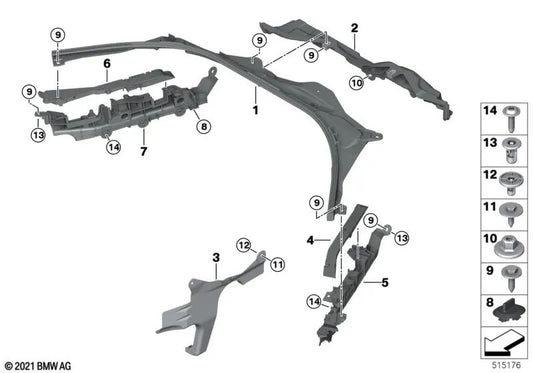 Parte inferior del panel frontal izquierda para BMW G42, G20, G21, G22, G23, G26 (OEM 61128791080). Original BMW