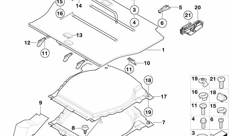 Revestimiento del Suelo del Maletero para BMW X5 E53 (OEM 51477007773). Original BMW