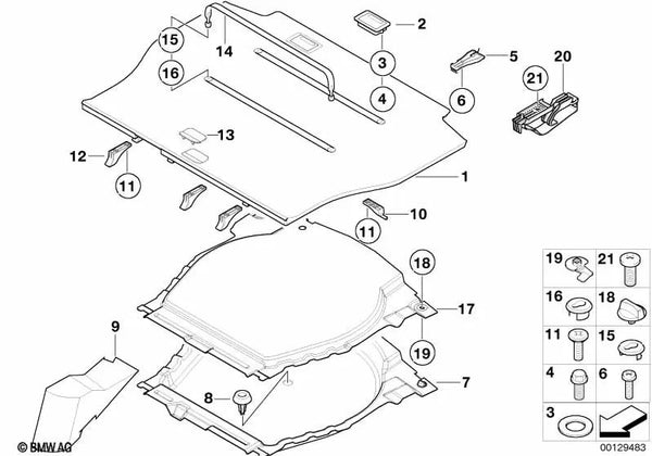 Fondo del maletero para BMW X5 E53 (OEM 51477129745). Original BMW