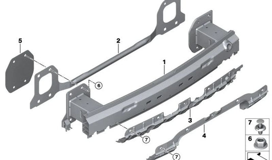 Refuerzo trasero del paragolpes OEM 51127482230 para BMW G05 (X5), G07 (X7). Original BMW.