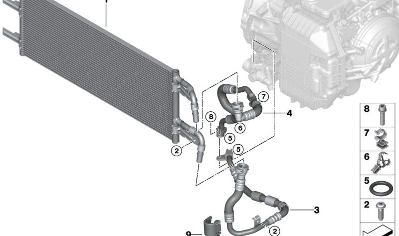 Tubería de aceite de la caja de cambios (OEM 17228676524) para BMW F40, F44, F39, F54, F60. Original BMW.