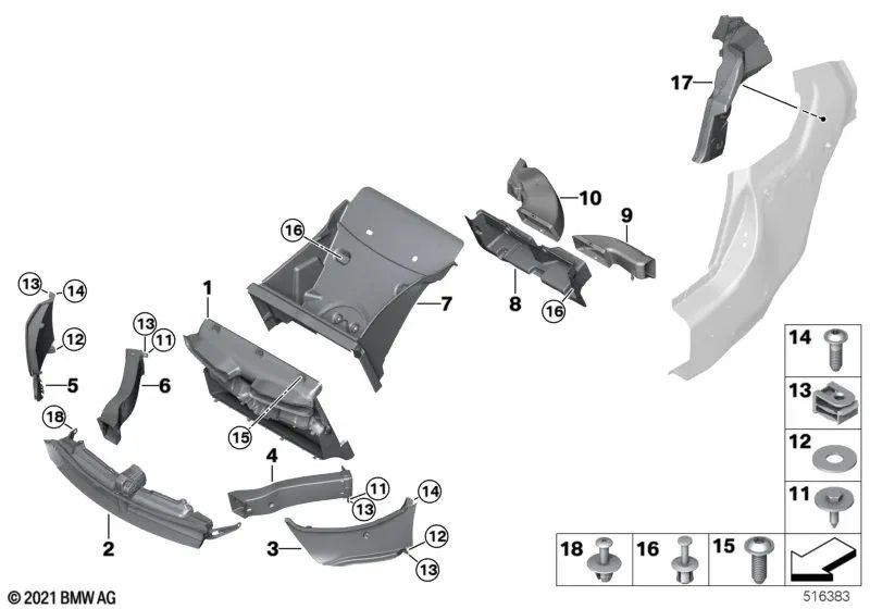 Conducto de escape superior para BMW I12 (OEM 51747336223). Original BMW.