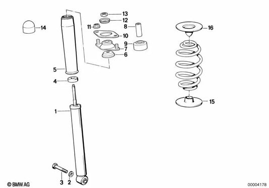 Rear shock absorber for BMW 3 Series E30 (OEM 33521132490). Original BMW.