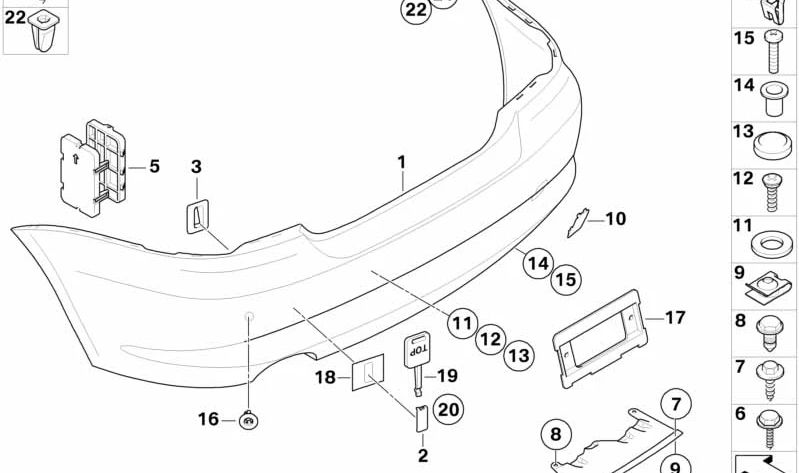 Tapa inferior enganche remolque OEM 51127188598 para BMW E82, E88. Original BMW.