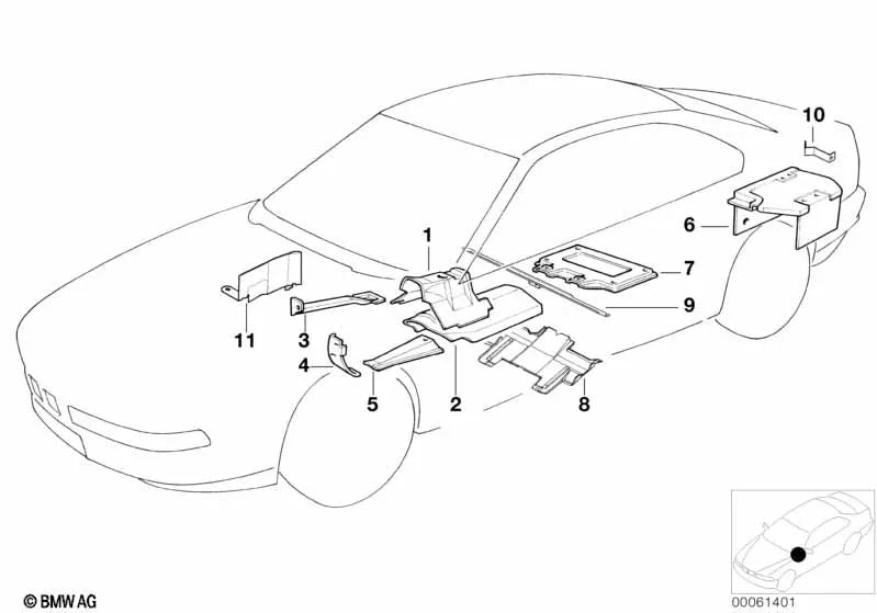 Aislamiento térmico izquierdo para BMW Serie 8 E31 (OEM 51481970471). Original BMW.