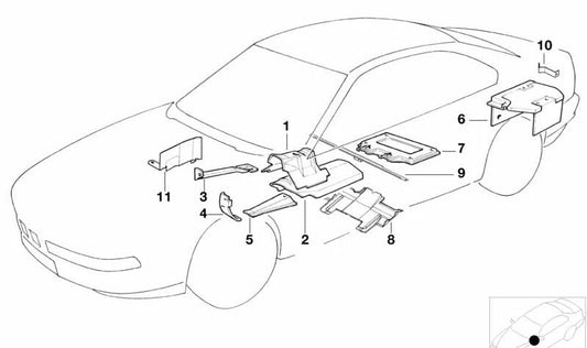 Protector térmico OEM 51488152481 para BMW E31. Original BMW.