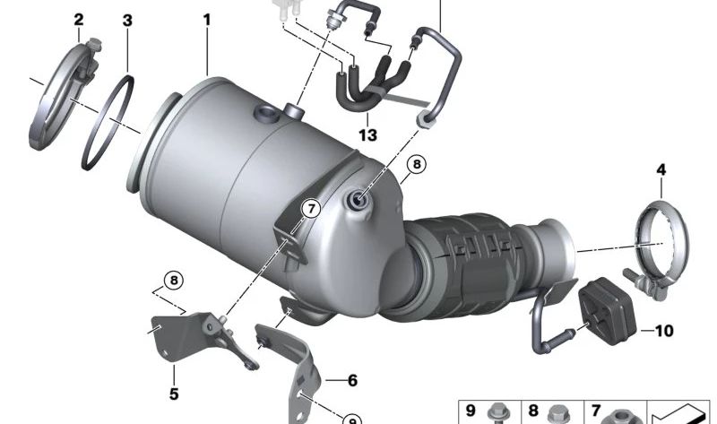 Near-engine catalytic converter bracket OEM 18329845451 for BMW U06 (2 Series Active Tourer). Original BMW.