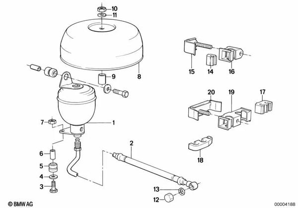 Manguera de presión izquierda para BMW Serie 3 E30 (OEM 37131132873). Original BMW.