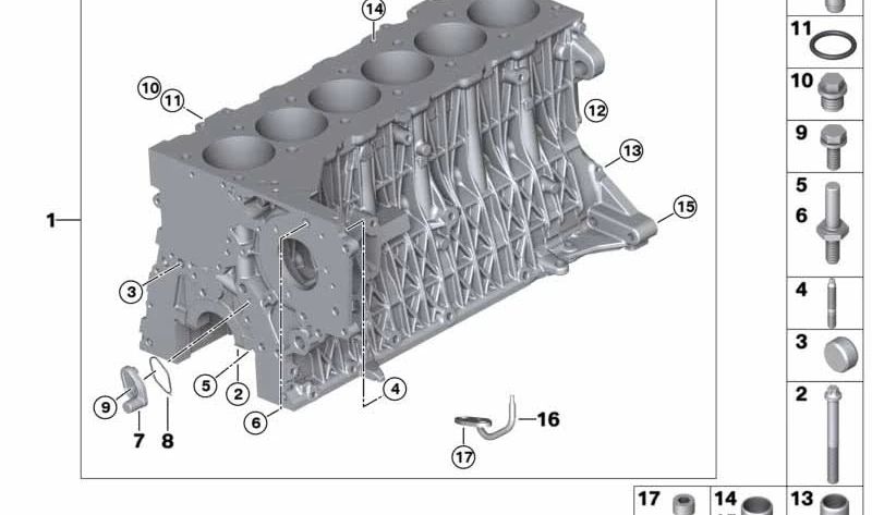 Cárter de cigüeñal con pistón para BMW E46, E39, E38, E53 (OEM 11112248972). Original BMW