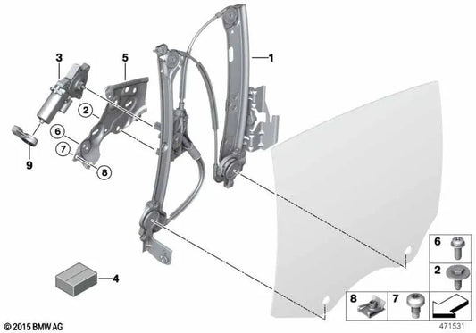 Soporte Motor Elevalunas para BMW Serie 6 F06, F06N (OEM 51357300974). Original BMW