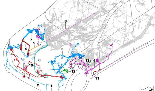 Cableado Frontend para BMW G05, G07 (OEM 61128734046). Original BMW