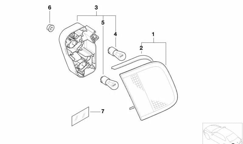 Junta de luz trasera del portón OEM 63218383899 para BMW E46. Original BMW.