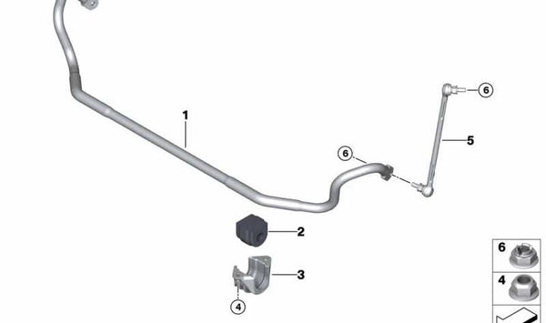 Soporte estabilizador izquierda para BMW E87 (OEM 31356770873). Original BMW