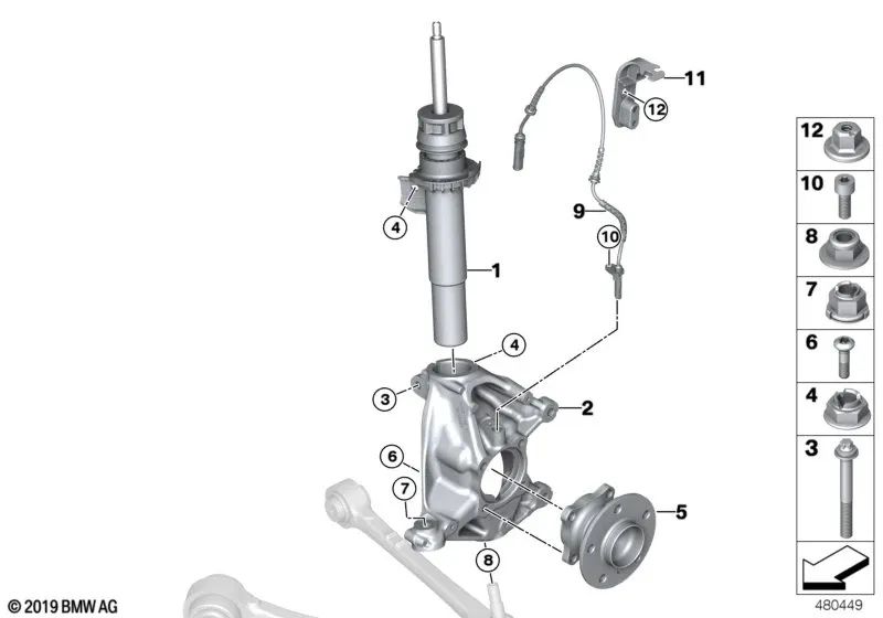 Schwenklager izquierda para BMW I01, I01N (OEM 31216852159). Original BMW