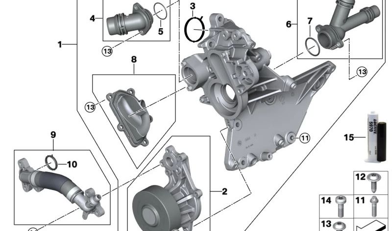 Coolant Pump for BMW G60, G70, G05N, G09 (OEM 11515A55399). Genuine BMW.