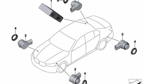 Sensor de aparcamiento acústico (Ultrasónico) OEM 66209360713 para BMW G11, G12. Original BMW.