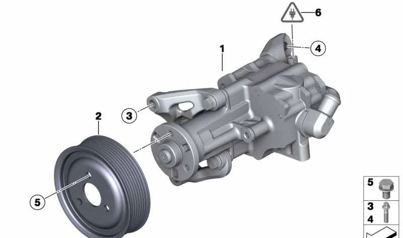 Bomba de dirección asistida para BMW E70N, E71 (OEM 32416796453). Original BMW.