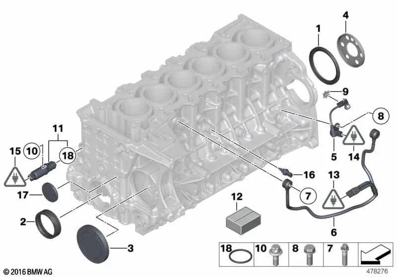 Sensor de cigüeñal para BMW Serie 1 E82, E88, F20, F21, Serie 2 F22, F23, Serie 3 E90N, E91N, E92N, E93N, F30, F31, F34, F80, Serie 4 F32, F33, F36, F82, Serie 5 F07, F10, F11, Serie 6 F06, F12, F13, Serie 7 F01N, F02N, X1 E84, X3 F25, X4 F26, X5 F15, X6