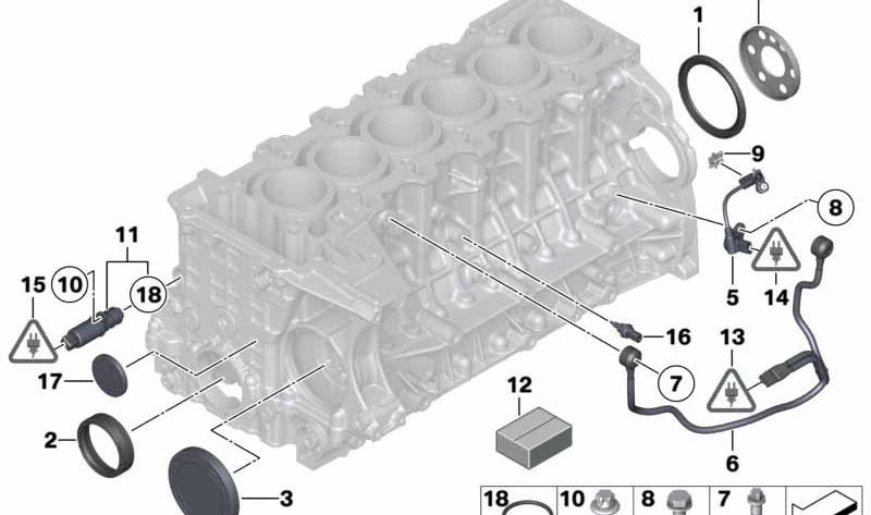 Junta de sellado OEM 11117574144 para BMW {E82, E88, F20, F21, F22, F23, F87, E90, E91, E92, E93, F30, F31, F34, F35, F80, F32, F33, F36, F82, F83, F07, F10, F11, F18, F06, F12, F13, F01, F02, E84, F25, F26, E70, F15, E71, F16, E89}. Original BMW.