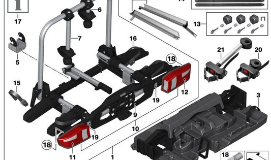 Portatore posteriore compatto per BMW F45, F46, F48, F39, F45N, F46N, F48N e Minif60 (OEM 82722413420). BMW originale