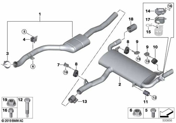 Silenciador posterior para BMW X3 G01N (OEM 18309846288). Original BMW.