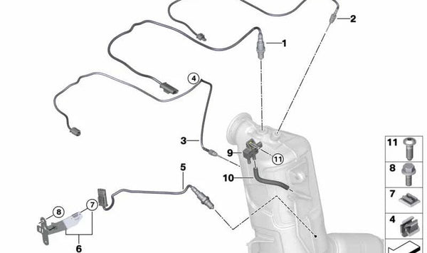 Soporte sensor lambda OEM 13628570589 para BMW F20, F21, F45, F46, F48, F39. Original BMW