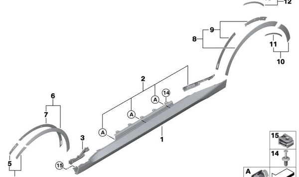 Cinta adhesiva derecha para BMW G42 (OEM 51775A2E9E6). Original BMW