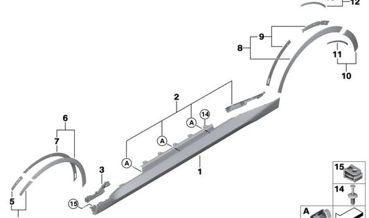 Cinta adhesiva izquierda para BMW G42 Serie 2 (OEM 51775A2E9E5). Original BMW.