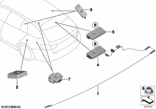 Antena para BMW F31, F31N (OEM 65209230123). Original BMW