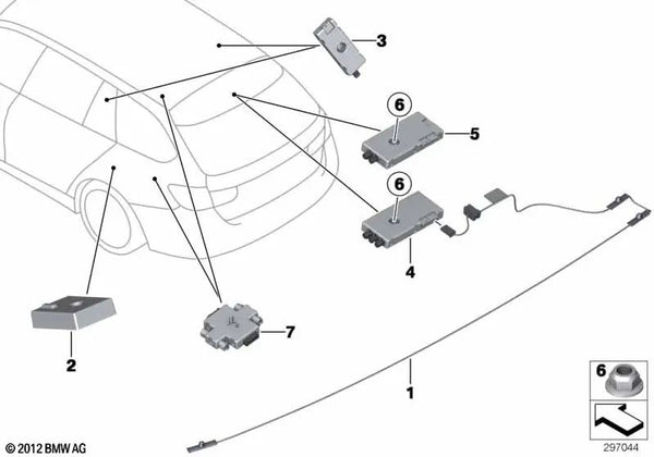 Amplificador de Antena AM/FM para BMW Serie 3 F31, F31N (OEM 65209231514). Original BMW