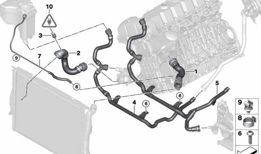 Tubería de retorno del calefactor al termostato OEM 17127585742 para BMW E89 (Z4). Original BMW.