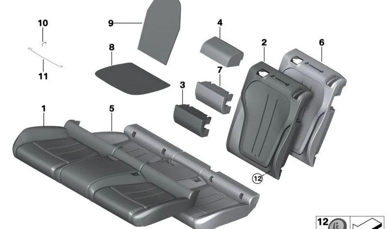 Funda de asiento trasero Alcántara para BMW F16 (OEM 52207850573). Original BMW