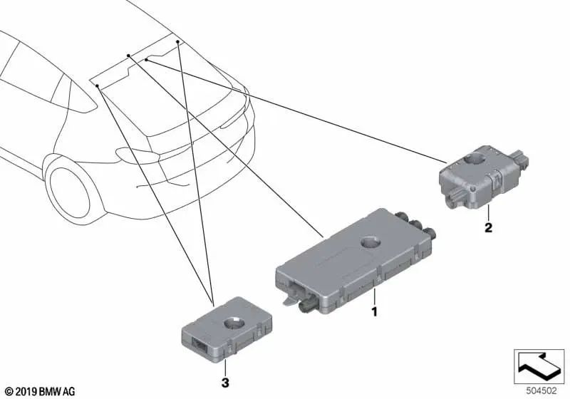 Amplificatore di antenna per BMW F96, G06 (OEM 65206840277). BMW originale.