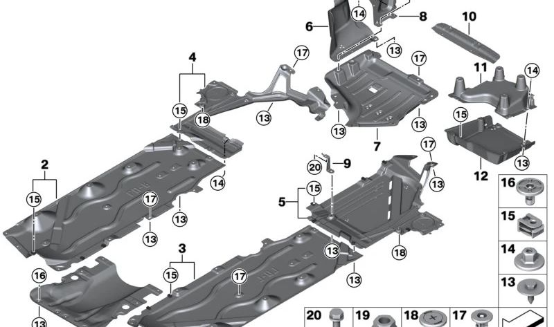 OEM de revestimento traseiro inferior 51757410775 para BMW F45, F48, F39. BMW original.