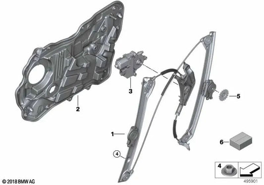 Soporte puerta delantero izquierdo para BMW Serie 6 G32, G32N (OEM 51487424983). Original BMW