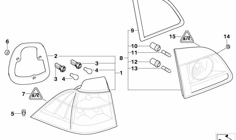 Piloto trasero lateral izquierdo blanco para BMW E61N (OEM 63217177693). Original BMW