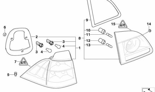 Piloto trasero lateral izquierdo blanco para BMW E61N (OEM 63217177693). Original BMW